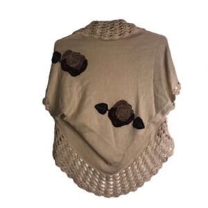5/$25 
Arden B. Cropped Knit  Shrug M Beige Crocheted Embroidered Tan Taupe